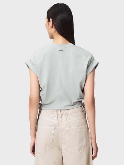 AllSaints Mira Drawstring Side Satin T-Shirt - view 2, High Rise Blue