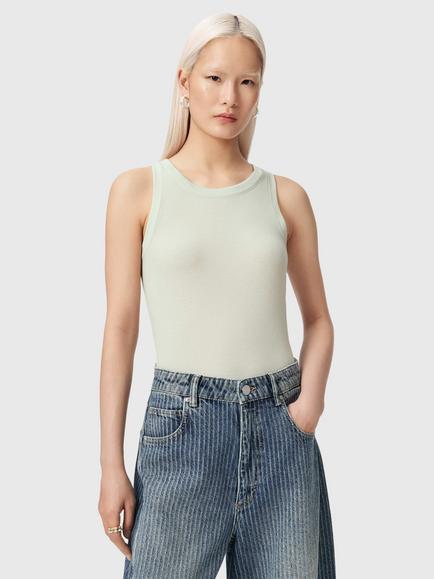 AllSaints Rina Ribbed Tank Top, Haze Green