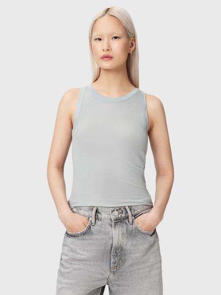 AllSaints Rina Ribbed Tank Top, High Rise Blue