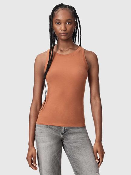 AllSaints Rina Slim Fit Tank Top containing TENCEL™ Lyocell, Brown, Brown