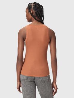 AllSaints Rina Slim Fit Tank Top containing TENCEL™ Lyocell, Brown - view 2, Brown