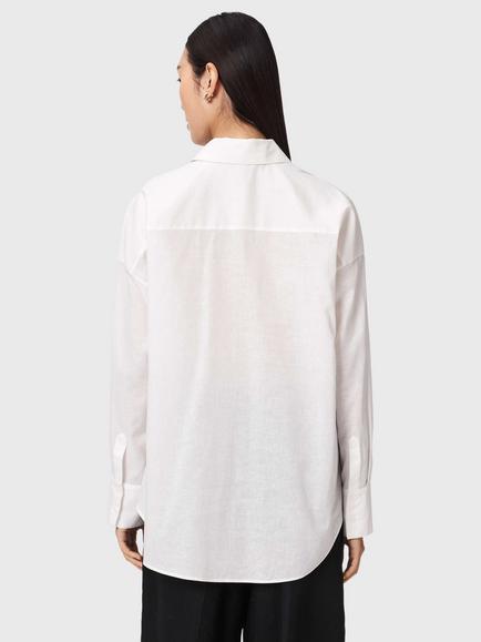 AllSaints Sparrow AS Embroidered Linen Blend Shirt, White - view 2, White