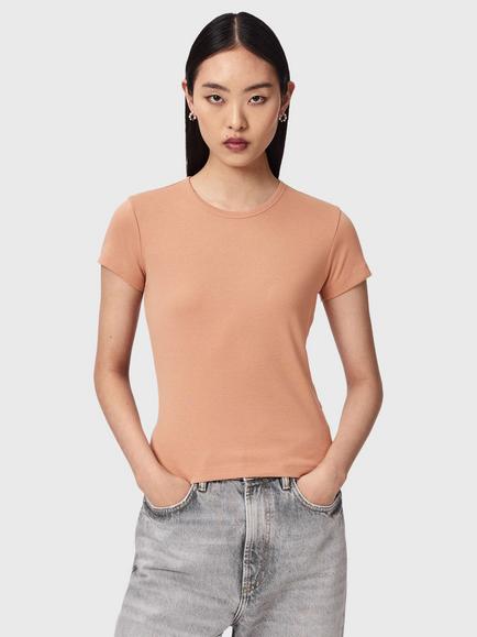 AllSaints Stevie Pure Organic Cotton T-Shirt, Tuscan Pink