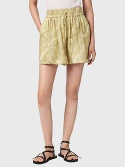 AllSaints Isla Floral Shorts containing TENCEL™ Lyocell, Green/Gold, Green/Gold