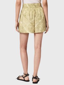 AllSaints Isla Floral Shorts containing TENCEL™ Lyocell, Green/Gold - view 2, Green/Gold
