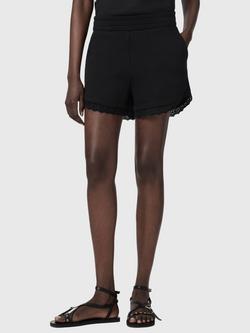 AllSaints Lele Lace Hem Shorts, Black