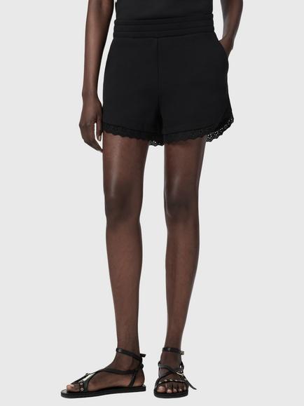 AllSaints Lele Lace Hem Shorts, Black