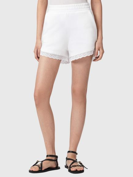 AllSaints Lele Lace Hem Shorts, White