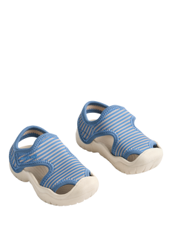 WHEAT Baby Striped Summer Sandals, Mid Blue - view 2, Mid Blue