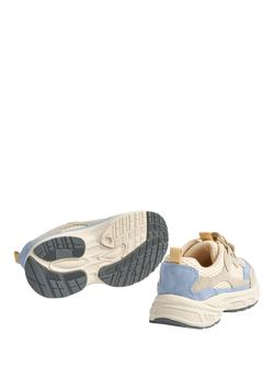 WHEAT Kids' Arthur Suede and Mesh Trainers, Eggshell - view 2, Eggshell