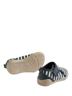 WHEAT Kids' Striped Slip On Beach Shoes, Indigo - view 2, Indigo