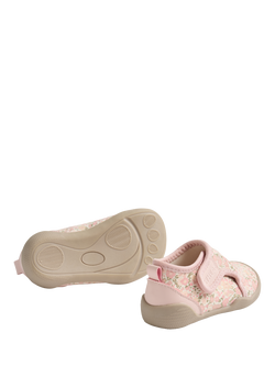 WHEAT Kids' Floral Flat Beach Shoes, Ivory/Pink - view 2, Ivory/Pink