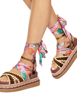 Kurt Geiger London Orson Cross Scarf Sandals, Multi - view 2, Multi