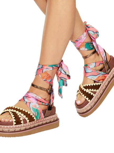 Kurt Geiger London Orson Cross Scarf Sandals, Multi - view 2, Multi