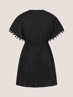 Monsoon Kids' Floral Embroidered Kaftan, Black - view 2, Black