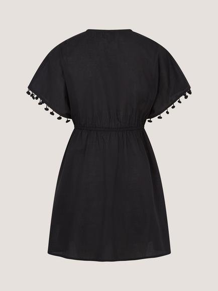 Monsoon Kids' Floral Embroidered Kaftan, Black - view 2, Black