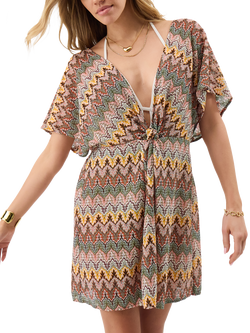 Accessorize Crochet Mini Kaftan, Neutral, Neutral