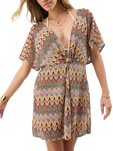 Accessorize Crochet Mini Kaftan, Neutral, Neutral