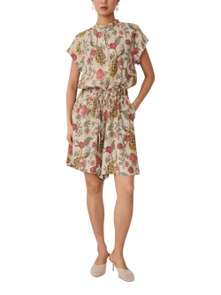 Raishma Samara Floral Playsuit, Cream, Cream