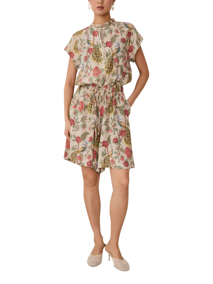 Raishma Samara Floral Playsuit, Cream, Cream