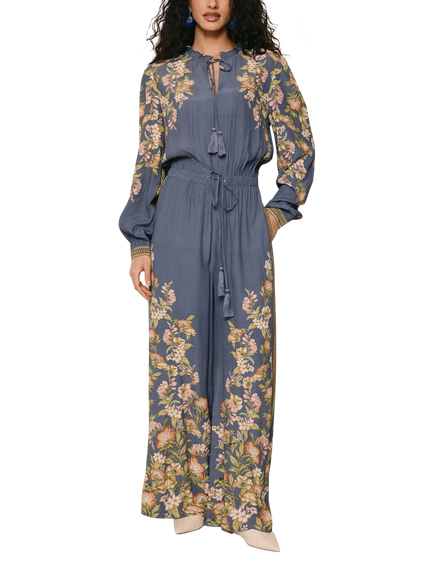 Raishma Hailey High Neck Floral Jumpsuit, Blue, Blue