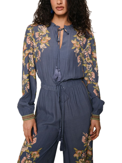 Raishma Hailey High Neck Floral Jumpsuit, Blue - view 2, Blue