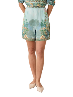 Raishma Tracy Graphic Floral Shorts, Blue, Blue