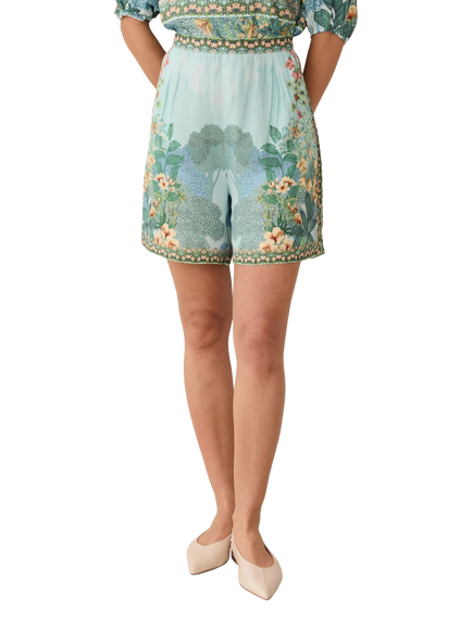 Raishma Tracy Graphic Floral Shorts, Blue, Blue