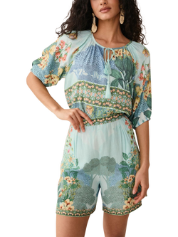 Raishma Tracy Graphic Floral Shorts, Blue - view 2, Blue