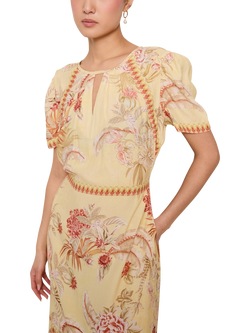 Raishma Mavis Abstract Floral Dress, Yellow - view 2, Yellow