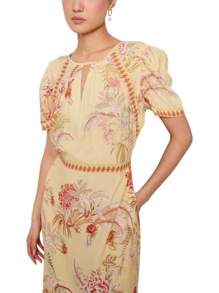 Raishma Mavis Abstract Floral Dress, Yellow - view 2, Yellow