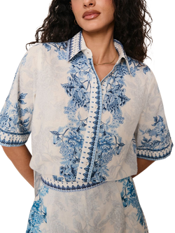 Raishma Ethel Floral Border Shirt, Blue, Blue