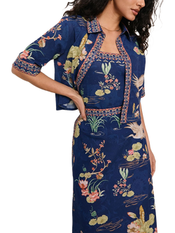 Raishma Kylie Floral Broder Shirt, Blue, Blue