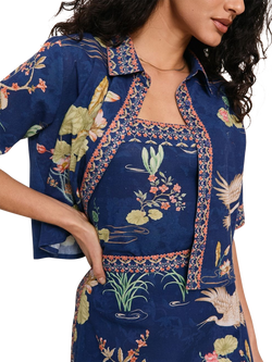 Raishma Kylie Floral Broder Shirt, Blue - view 2, Blue