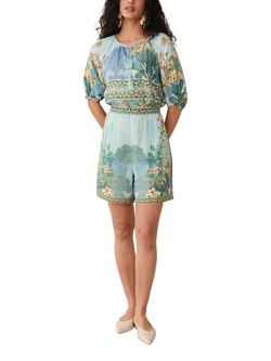 Raishma Tracy Graphic Floral Top, Blue, Blue