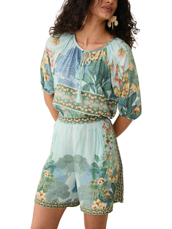 Raishma Tracy Graphic Floral Top, Blue - view 2, Blue