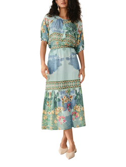 Raishma Tracy Graphic Floral Skirt, Blue, Blue