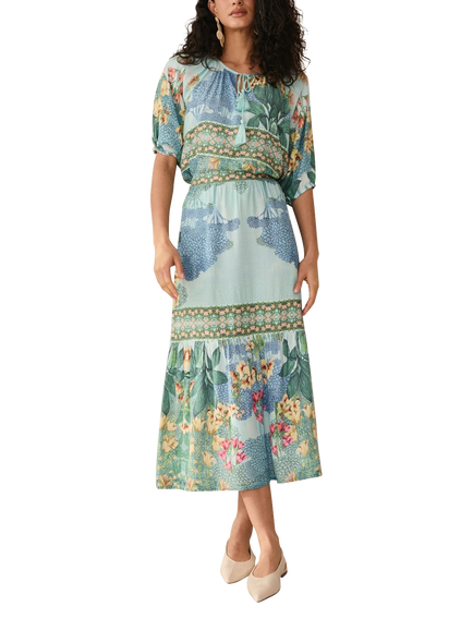 Raishma Tracy Graphic Floral Skirt, Blue, Blue