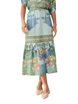 Raishma Tracy Graphic Floral Skirt, Blue - view 2, Blue