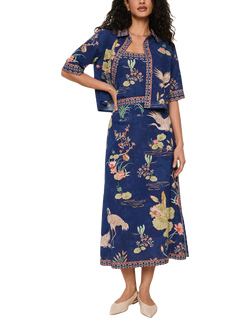 Raishma Kylie Floral Midi Skirt, Blue, Blue
