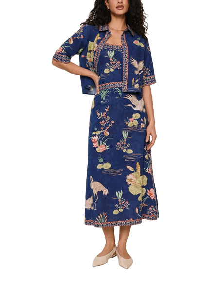 Raishma Kylie Floral Midi Skirt, Blue, Blue