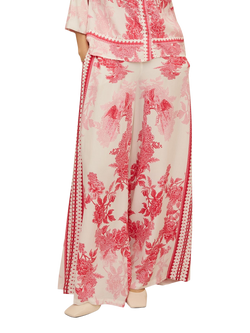 Raishma Myra Floral Wide Leg Trousers, Pink, Pink