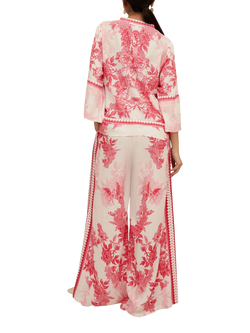 Raishma Myra Floral Wide Leg Trousers, Pink - view 2, Pink