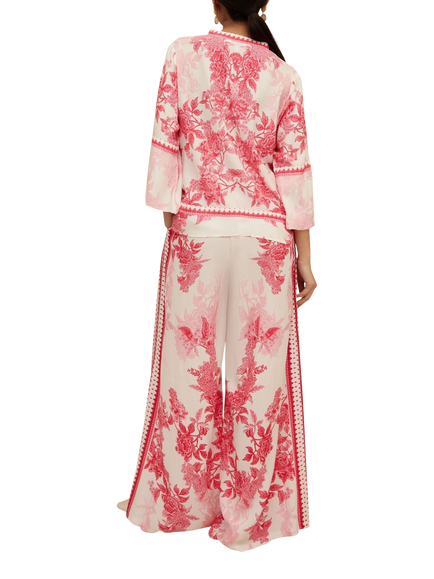 Raishma Myra Floral Wide Leg Trousers, Pink - view 2, Pink