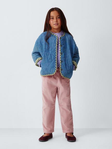 John Lewis Kids' Floral Cable Knit Jumper, Lilac - view 2, Lilac