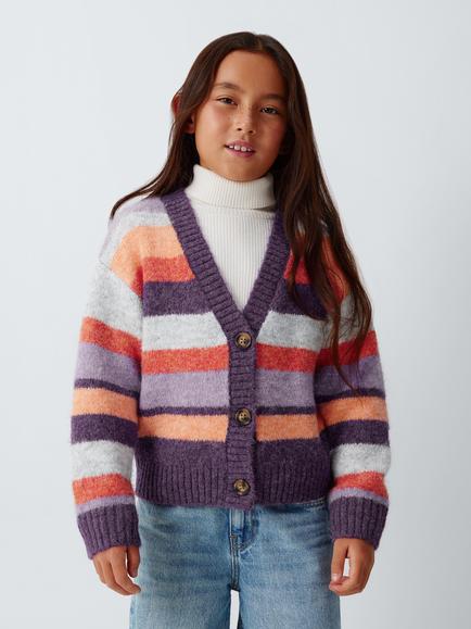 John Lewis Kids' Striped Cardigan, Multi, Multi