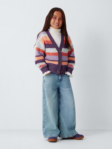 John Lewis Kids' Striped Cardigan, Multi - view 2, Multi