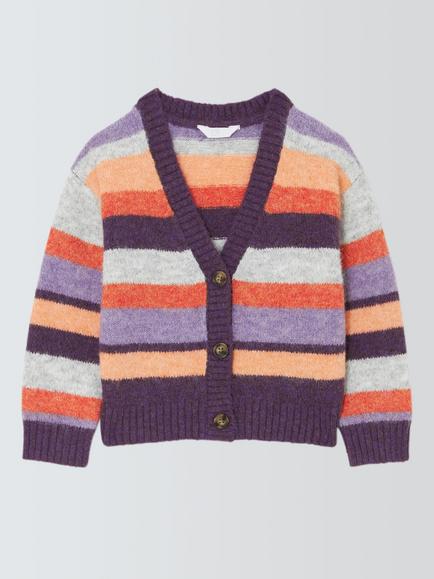 John Lewis Kids' Striped Cardigan, Multi, Multi