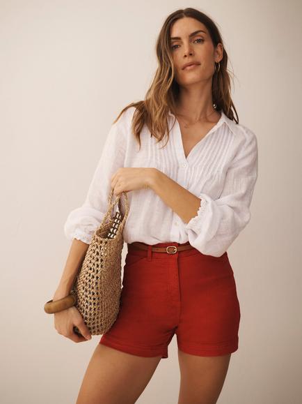 NRBY Myla Jeans Shorts, Cherry Red