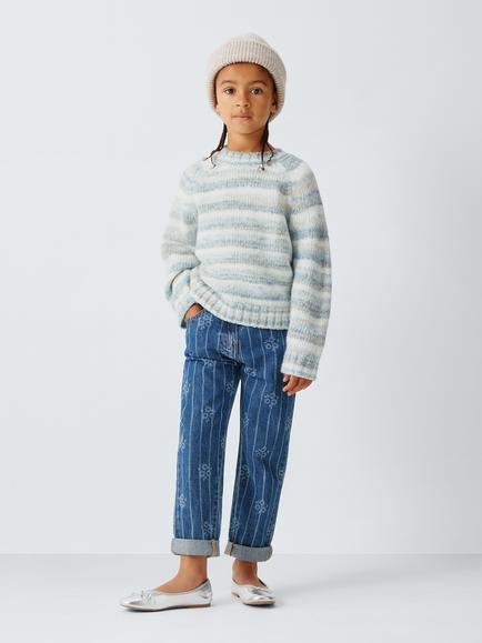 John Lewis Kids' Striped Jumper, Blue - view 2, Blue